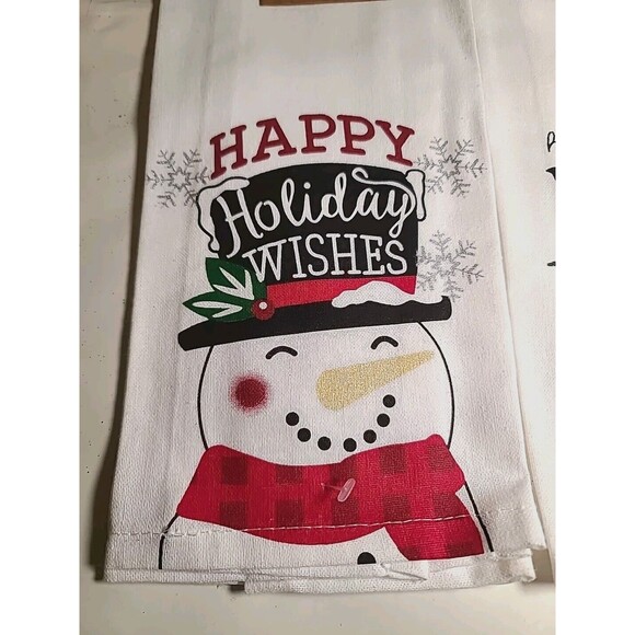 NWT Kitchen Towels Set Of 2 Snowman & Have Yourself A Merry Little Christmas - Picture 2 of 8